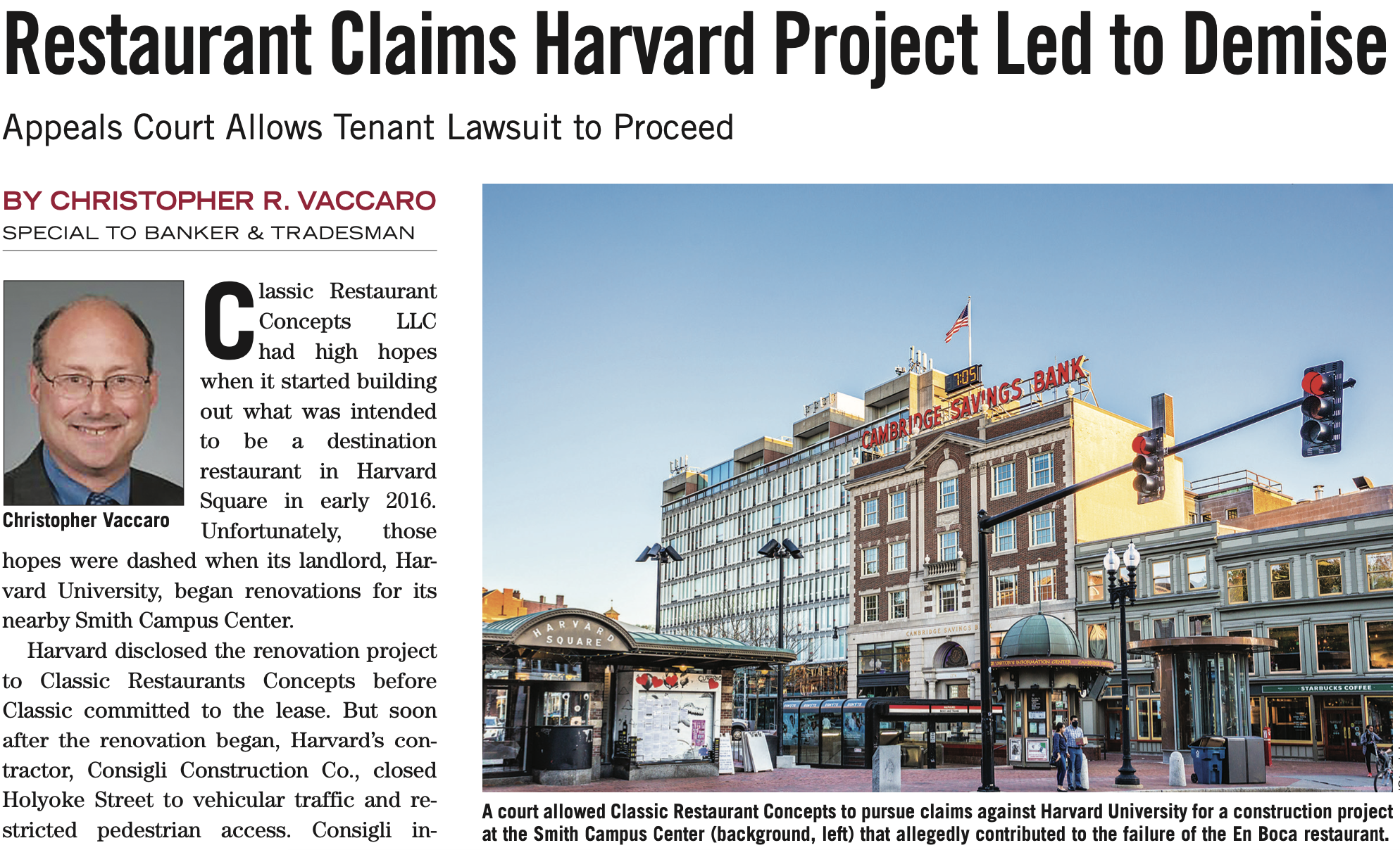 Restaurant Claims Harvard Project Led to Demise